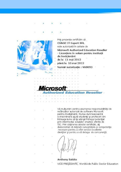 CG&GC iT-eXperT - autorizare Microsoft AE 2012