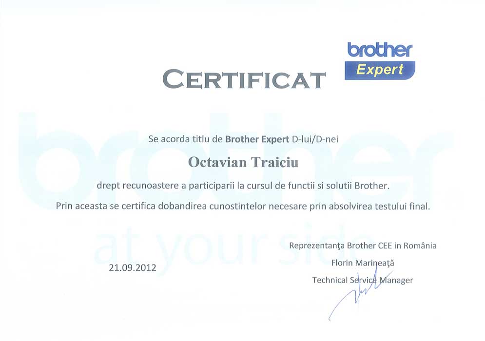 Octavian Traiciu - service BROTHER 2012